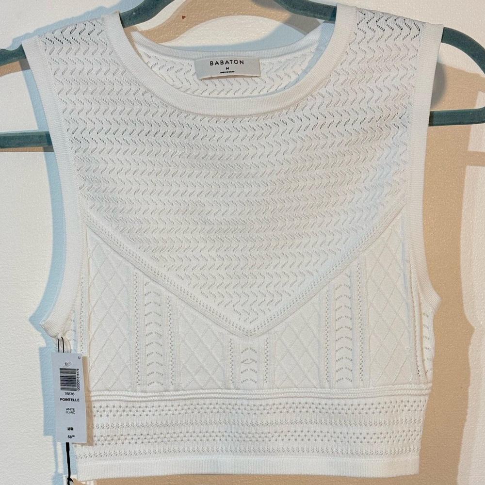 Babaton White Knit Cropped Tank - Picture 2 of 6